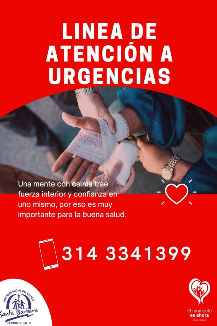 Linea de Atención a Urgencias  | foto | ESE HOSPITAL DE SANTA BARBARA